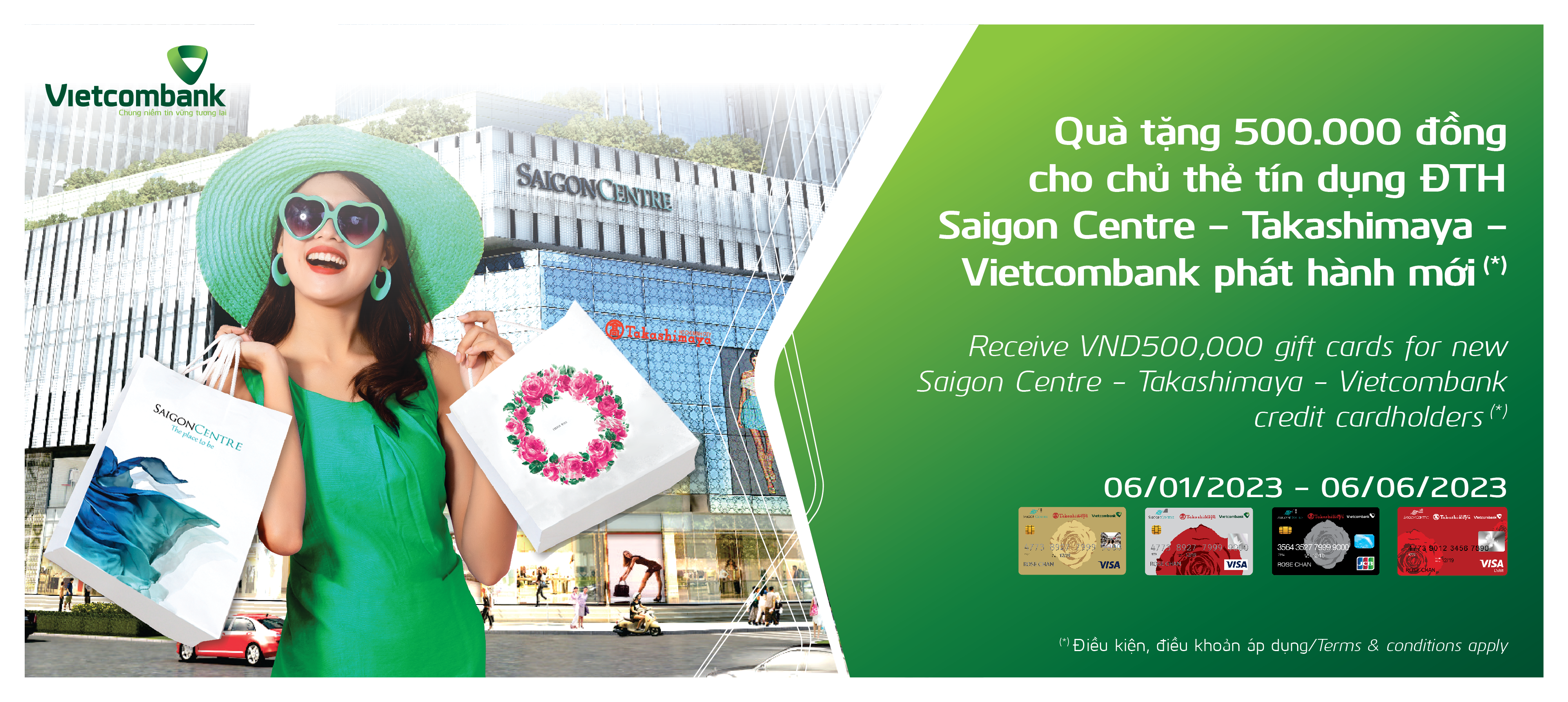 RECEIVE VND500,000 GIFT CARDS FOR NEW SAIGON CENTRE - TAKASHIMAYA - VIETCOMBANK CARDHOLDERS