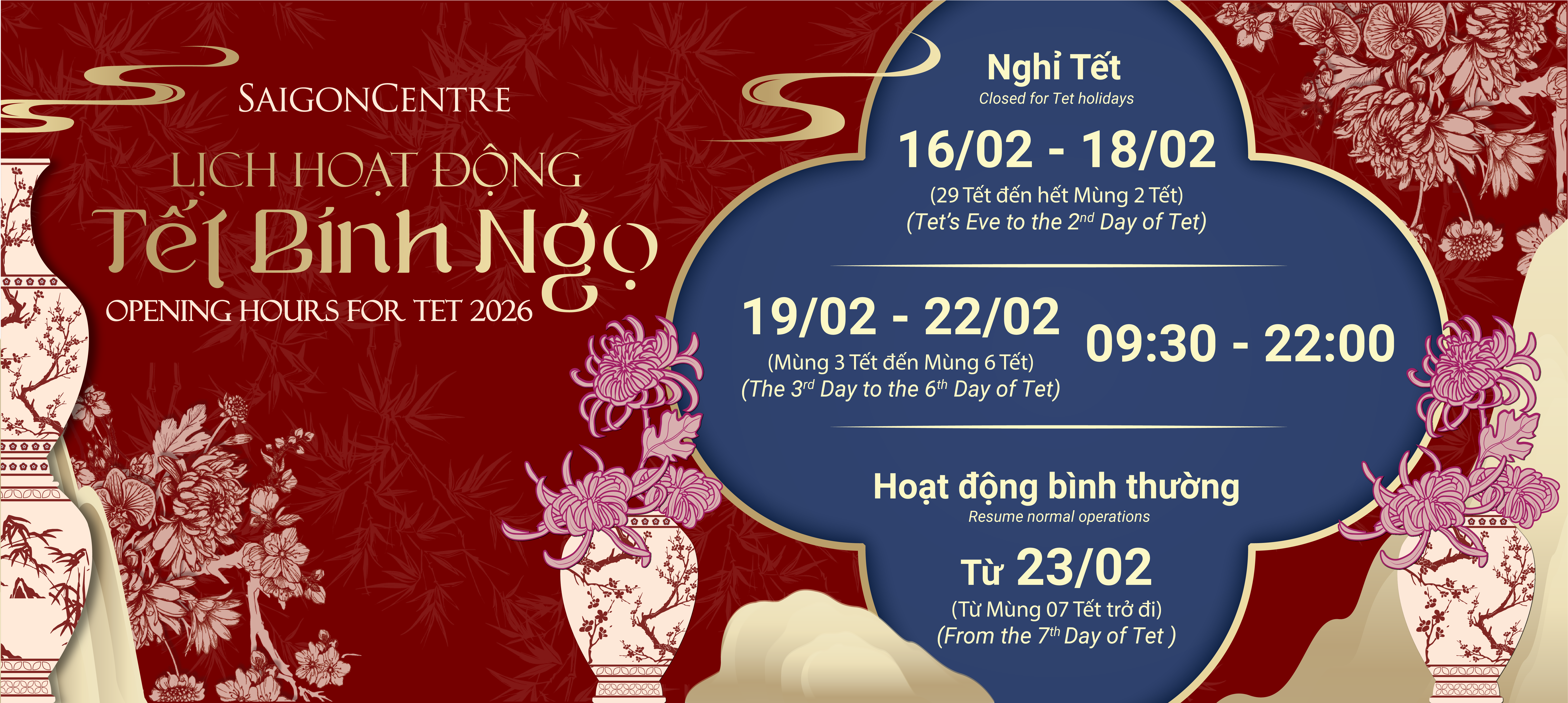 TẾT 2026 - OPERATING HOURS
