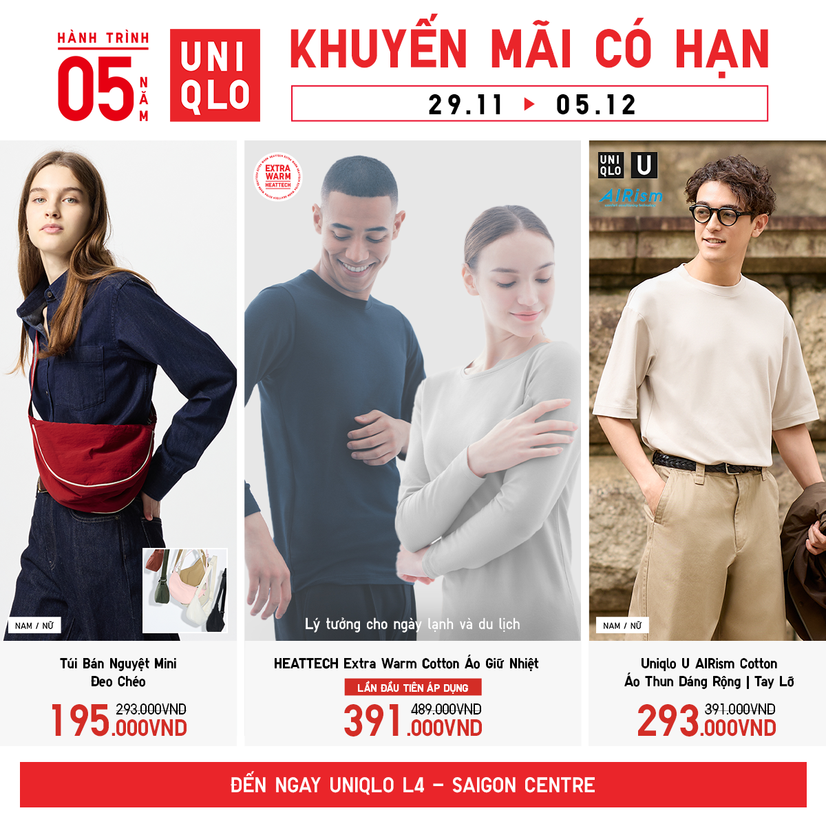 UNIQLO - KHUYẾN MÃI CÓ HẠN MỪNG KỶ NIỆM 5 NĂM TẠI VIỆT NAM