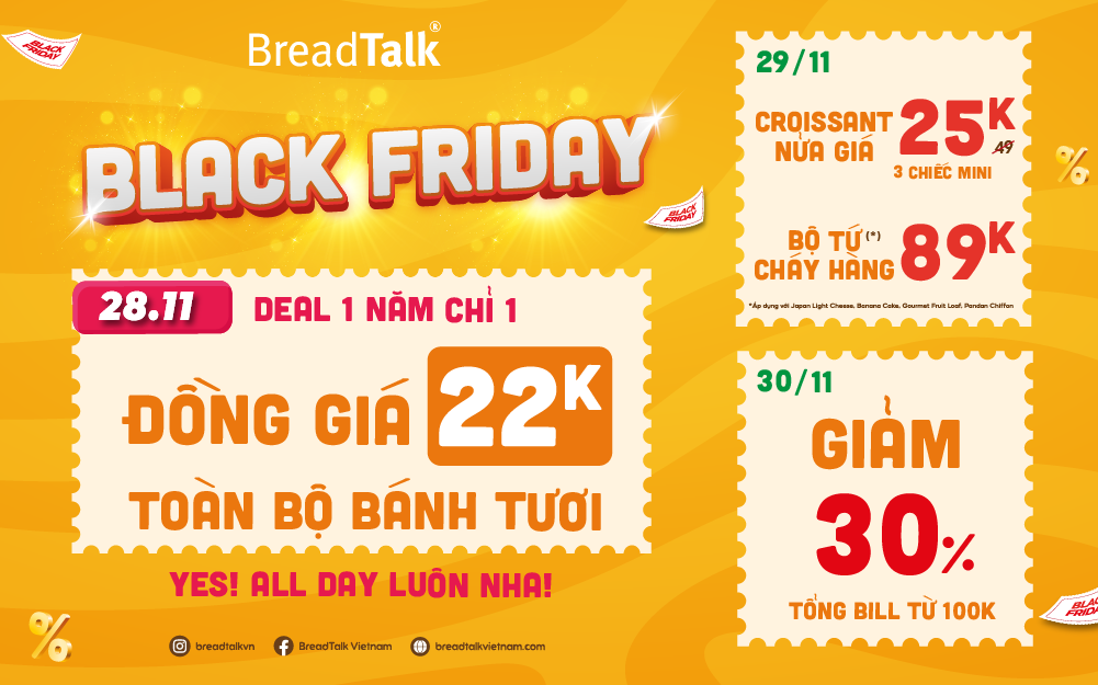 BREADTALK - BLACK FRIDAY 2025 - BÁNH NGON GIÁ HỜI CHỈ 3 NGÀY DUY NHẤT