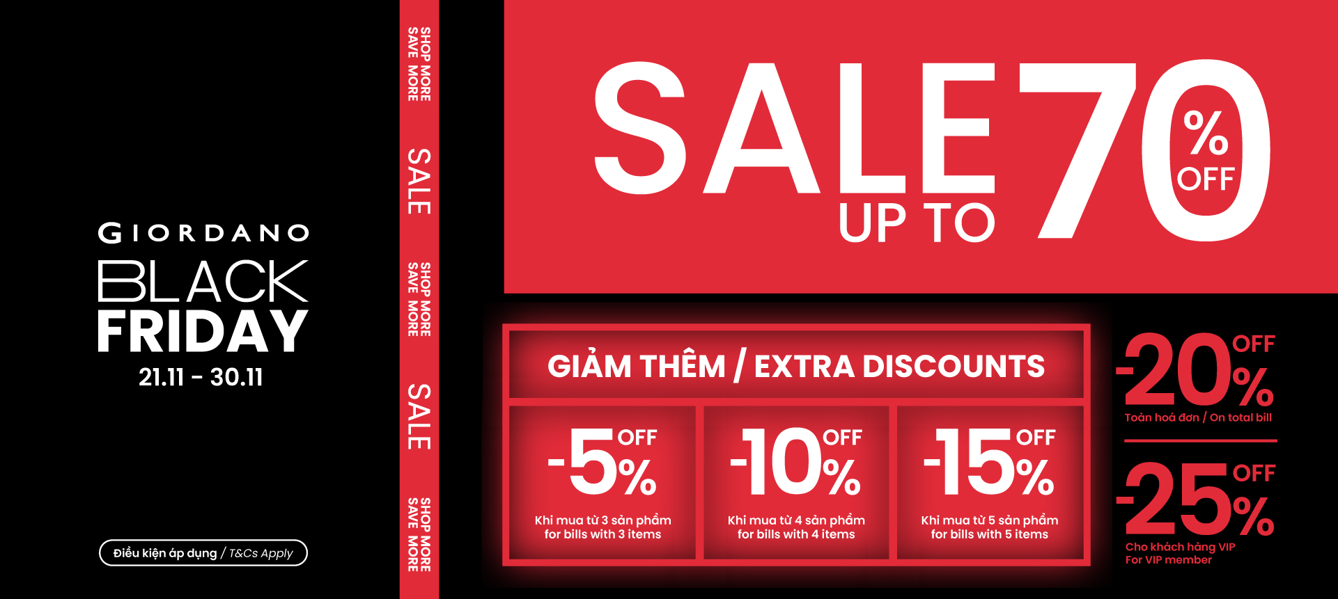 GIORDANO BLACK FRIDAY - SALE UP TO 70% OFF - SHOP MORE, SAVE MORE