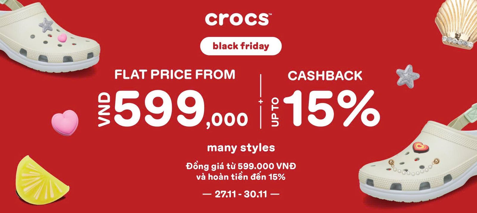 NGÀY ĐEN TỐI, DEALS CHỒNG DEAL THÊM "VUÝP" TẠI CROCS
