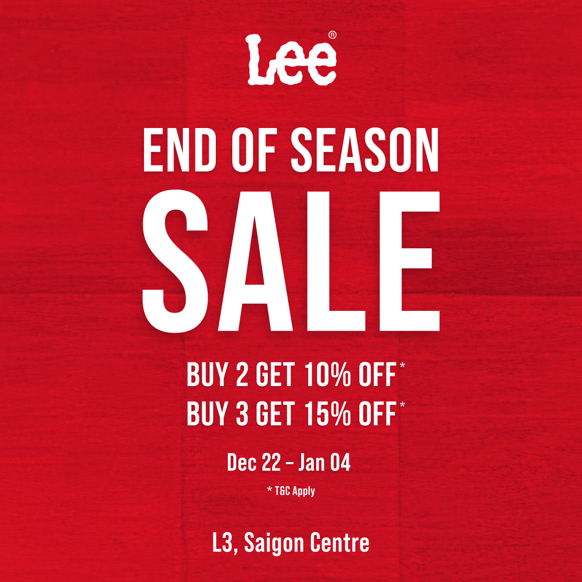 LEE JEANS END OF SEASON SALE