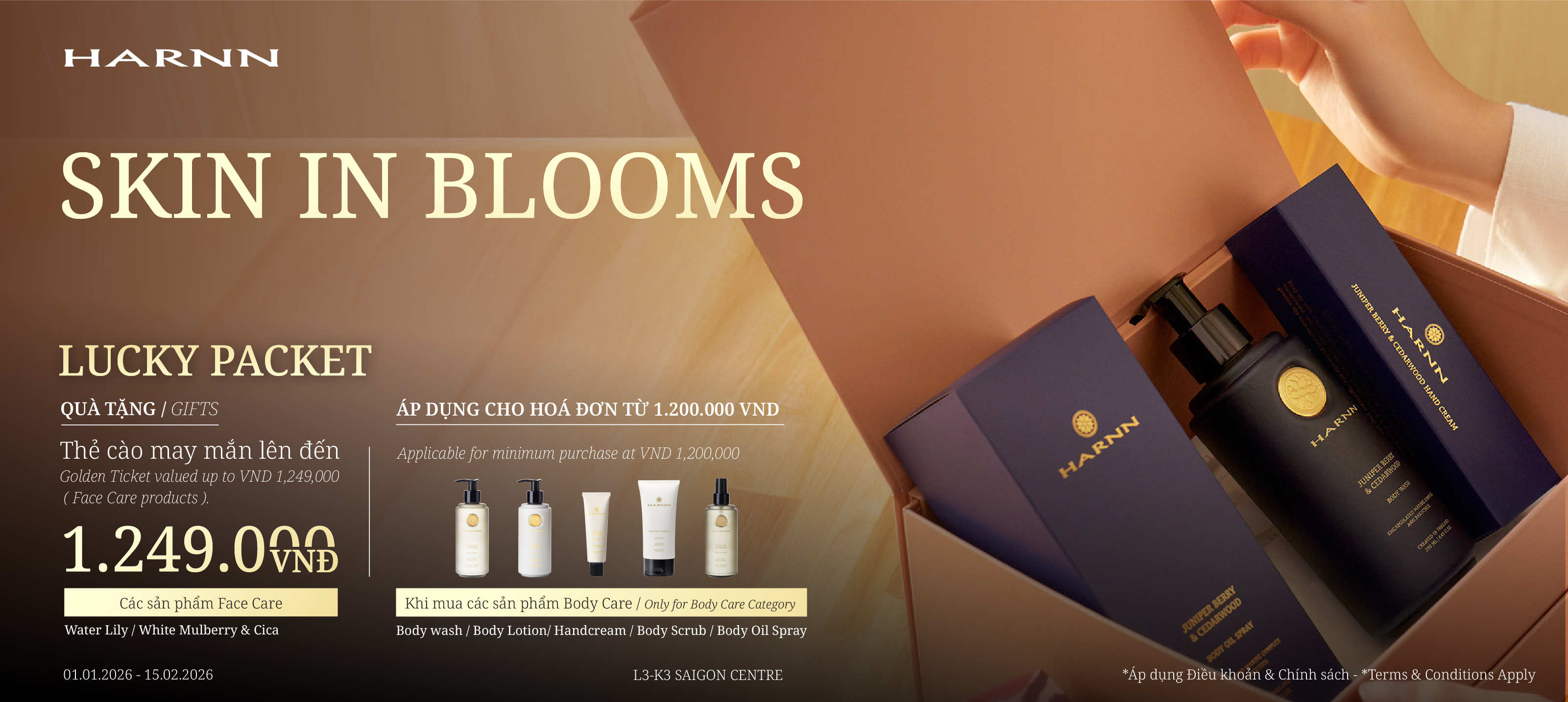 HARNN SKIN IN BLOOMS - Golden Tickets valued at up to VND 1,249,000