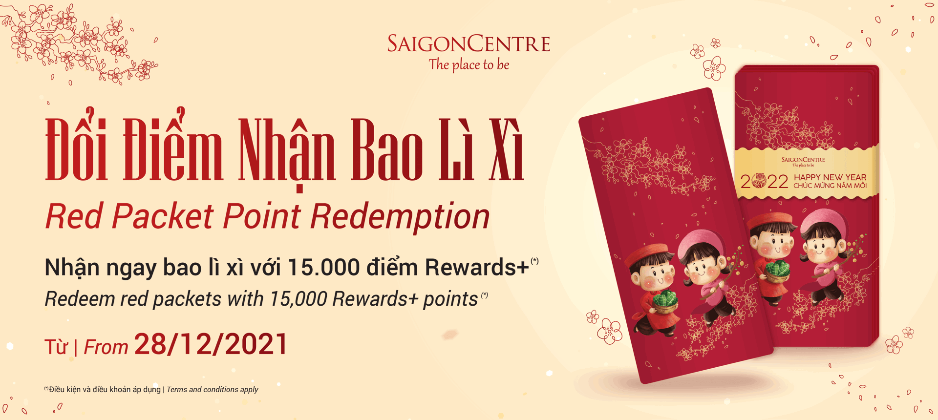 ĐỔI ĐIỂM NHẬN BAO LÌ XÌ SAIGON CENTRE