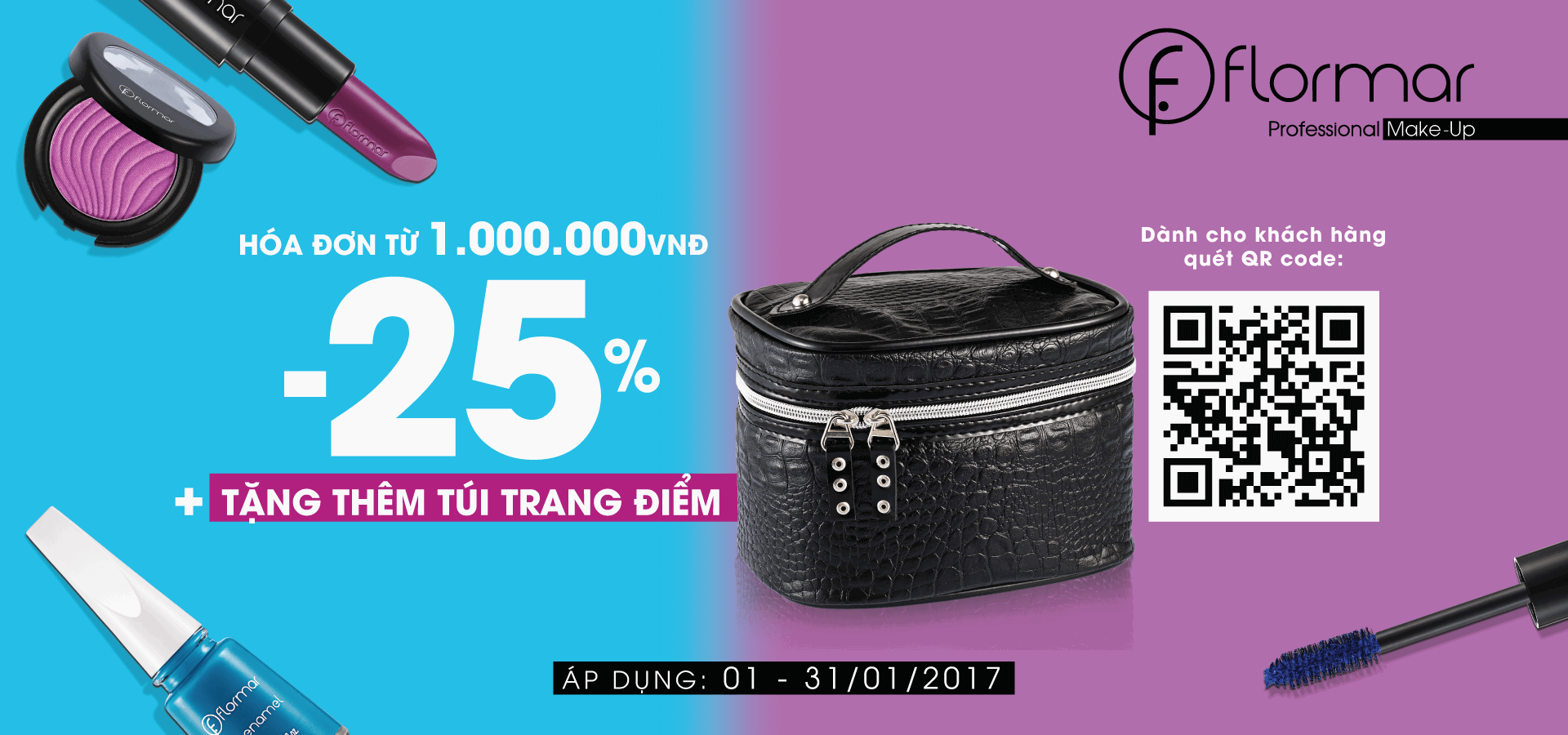 Tặng túi trang điểm