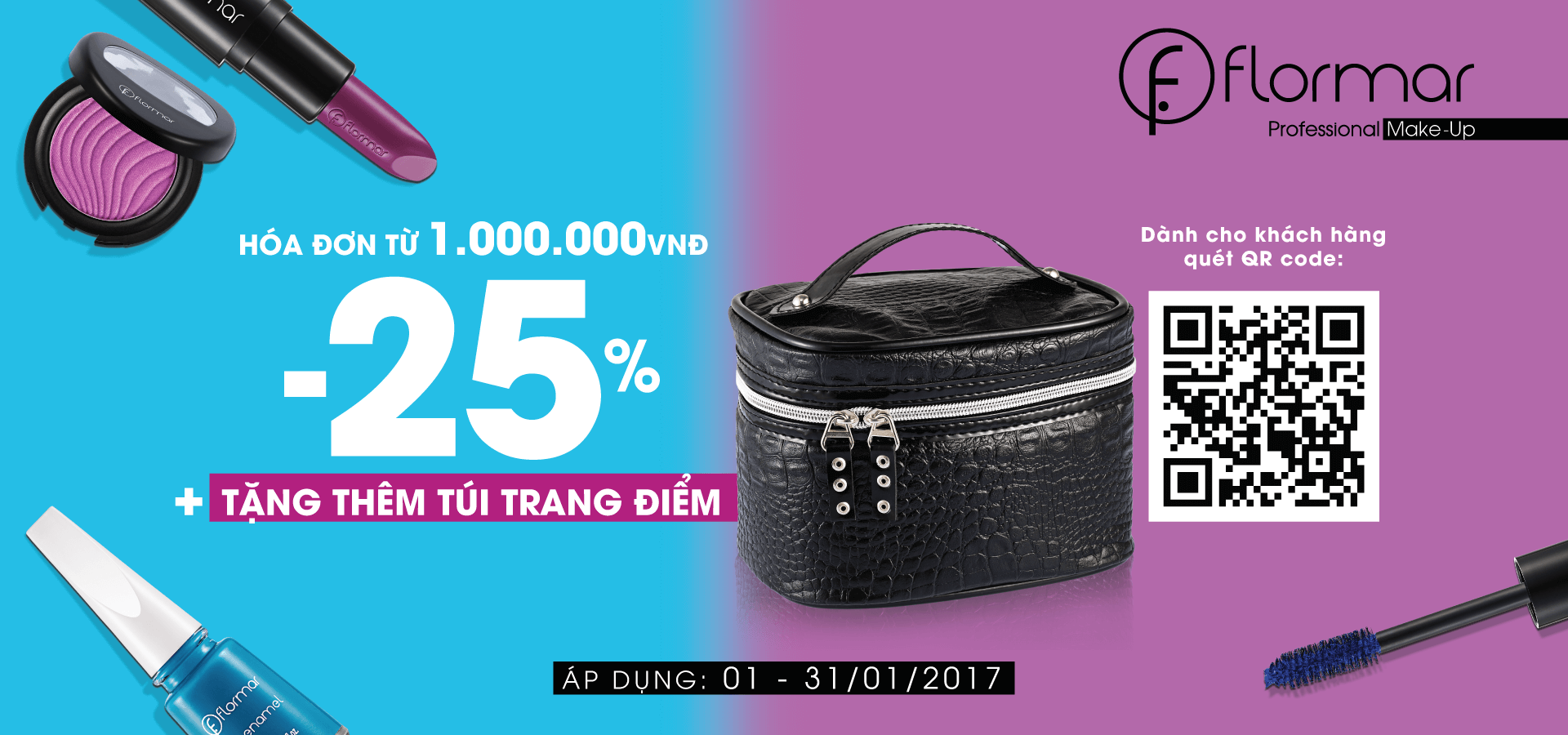 Tặng túi trang điểm