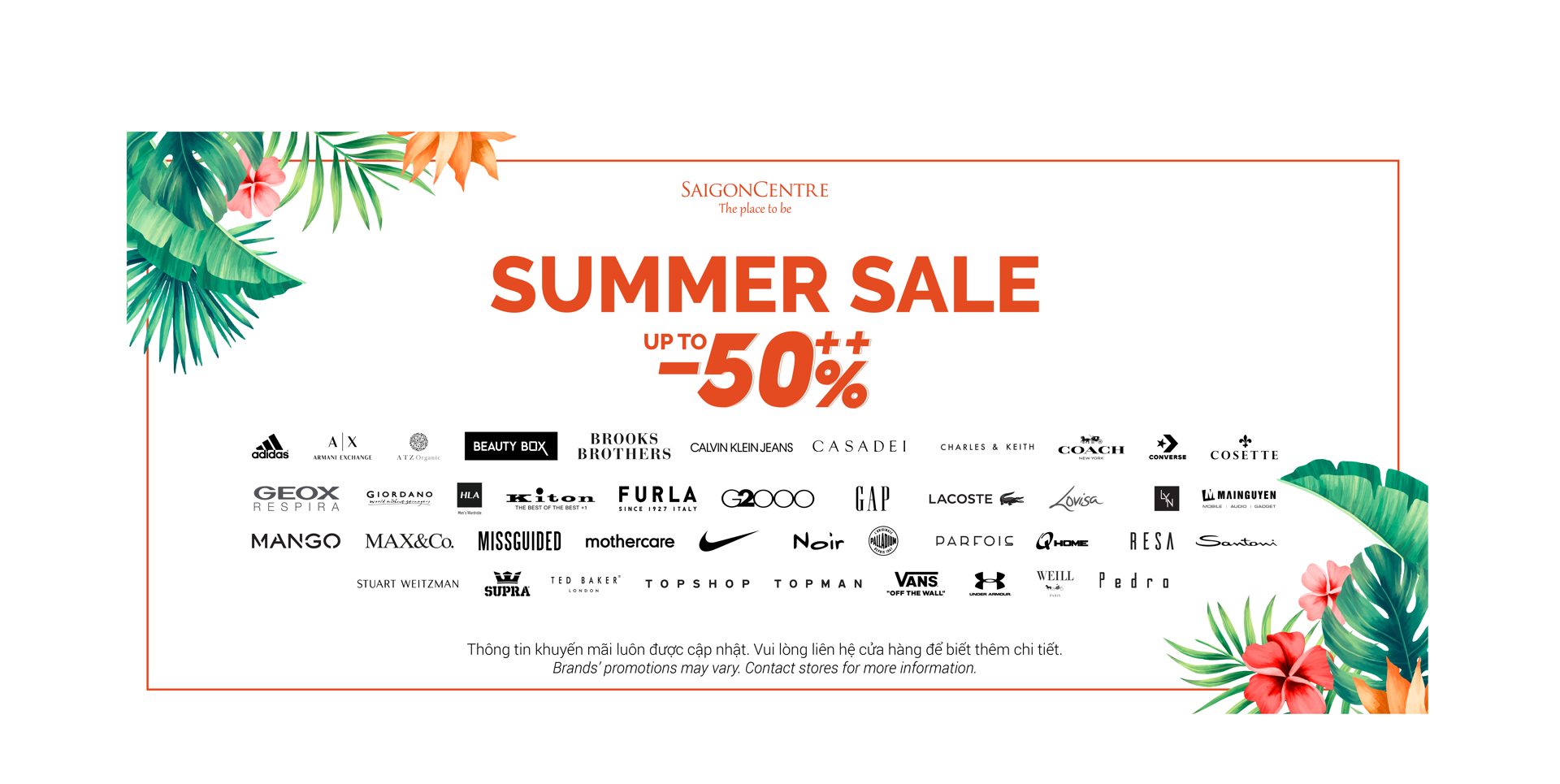 MUA SẮM CHÀO HÈ VỚI ƯU ĐÃI LÊN ĐẾN 50% TẠI SAIGON CENTRE