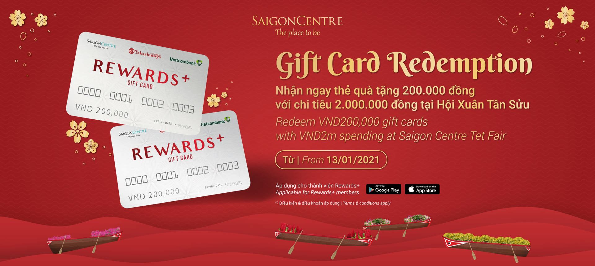 REDEEM VND200K GIFT CARDS AT SAIGON CENTRE TET FAIR 2021