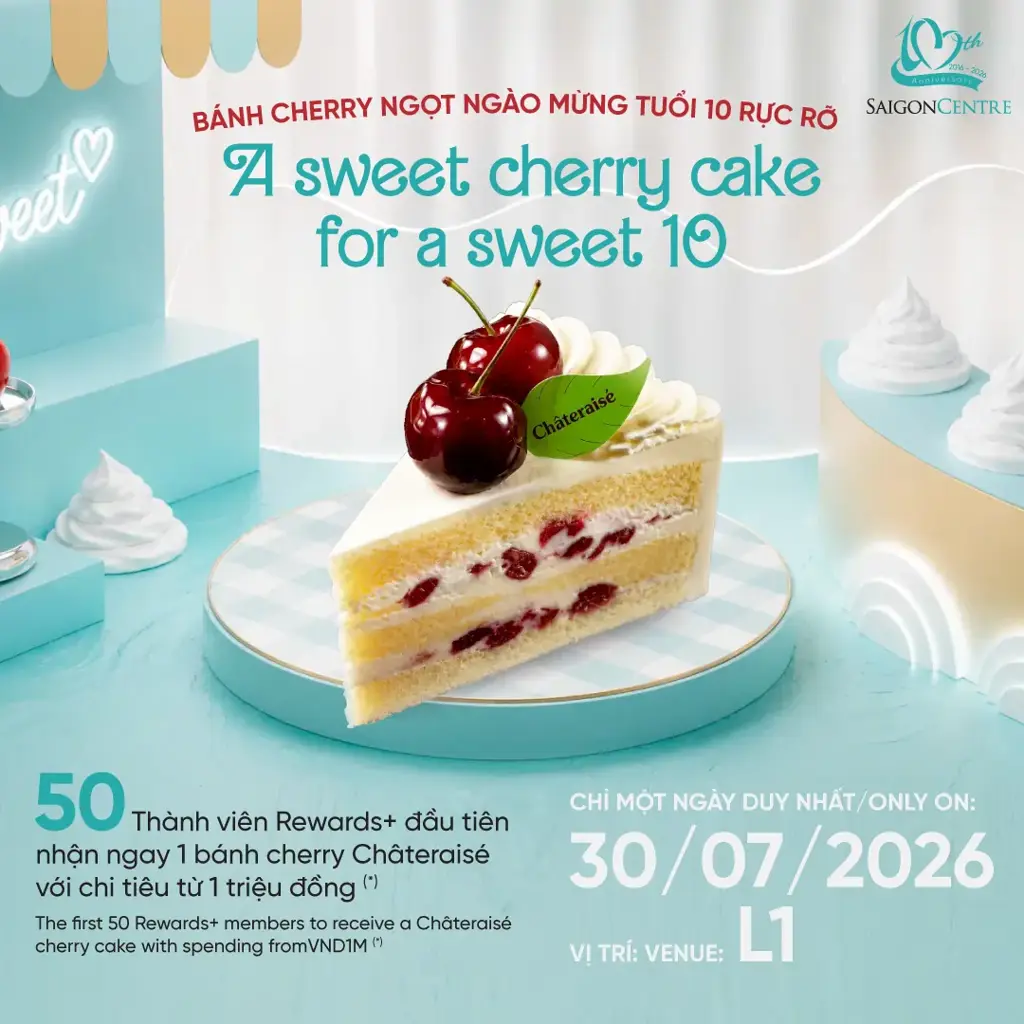 BÁNH CHERRY NGỌT NGÀO MỪNG TUỔI 10 RỰC RỠ