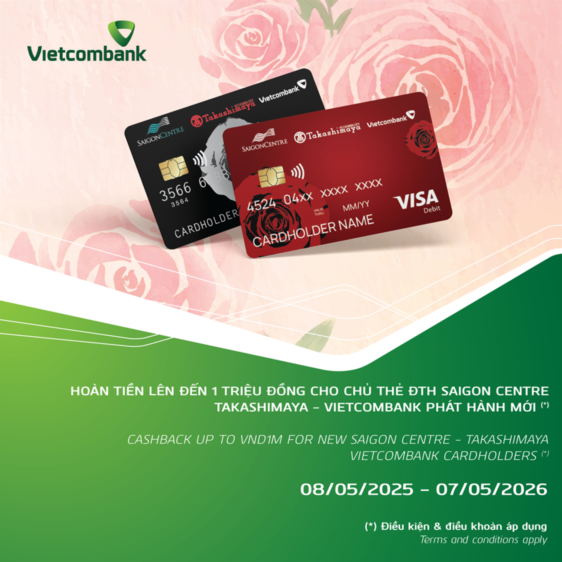 HOÀN TIỀN LÊN ĐẾN 1.000.000Đ CHO CHỦ THẺ ĐTH SAIGON CENTRE - TAKASHIMAYA - VIETCOMBANK MỚI