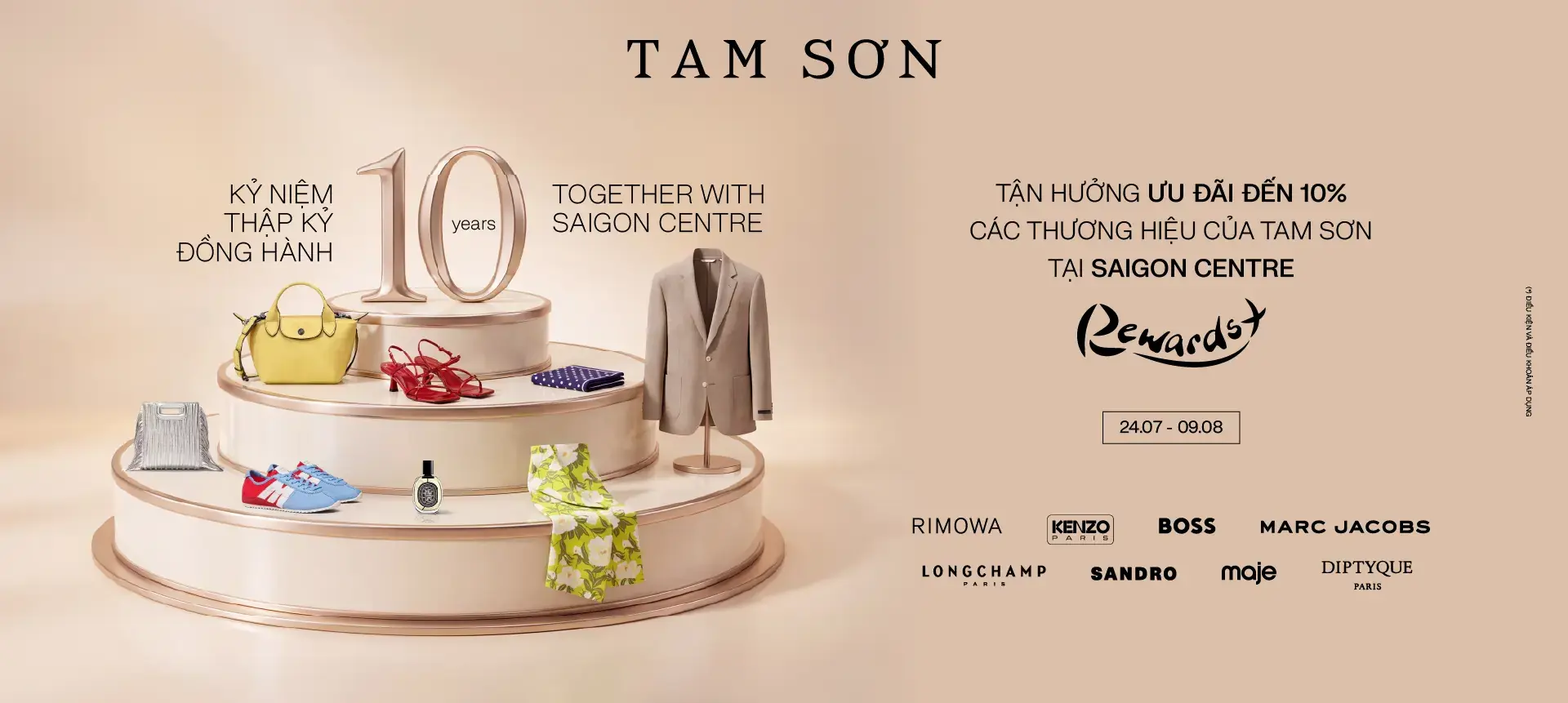 CELEBRATE 10 YEARS OF SAIGON CENTRE WITH UP TO 10% OFF AT TAM SƠN BRANDS