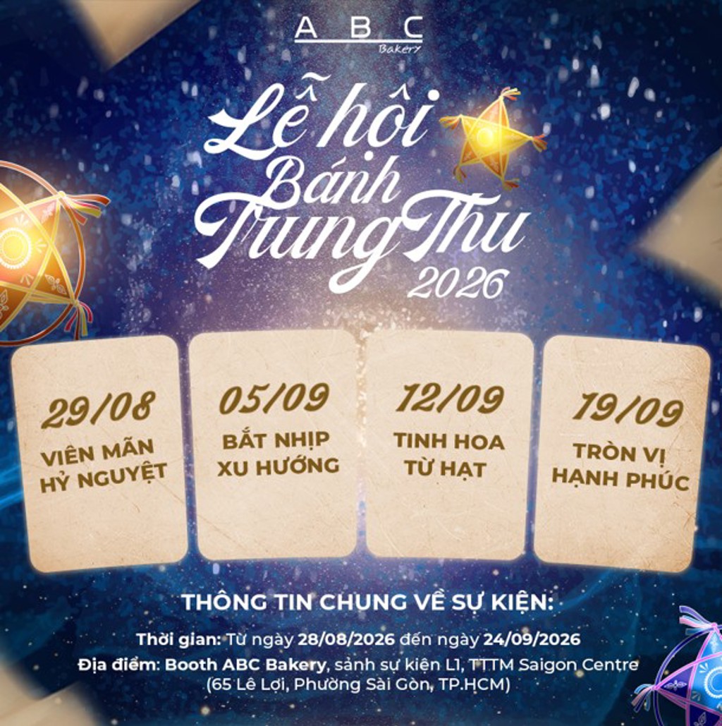 TRUNG THU NÀY, BẠN CÓ HẸN VỚI ABC BAKERY TẠI TTTM SAIGON CENTRE