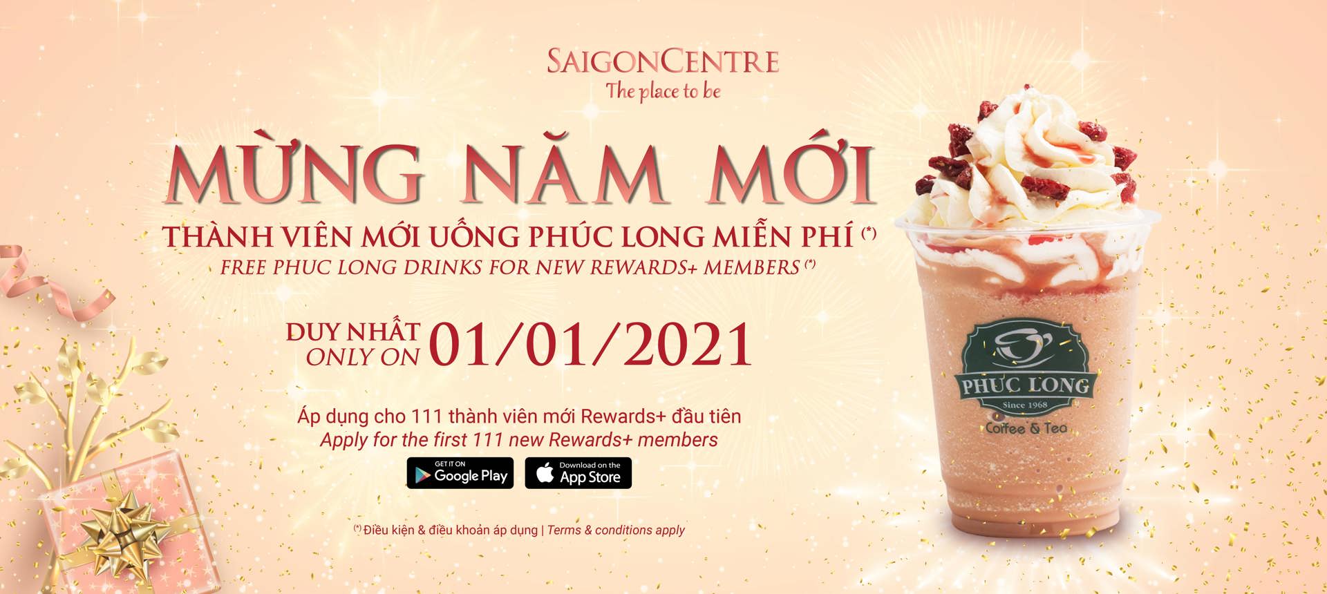 THÀNH VIÊN MỚI REWARDS+ UỐNG PHÚC LONG MIỄN PHÍ
